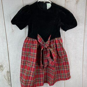 KATE GREENAWAY Black Velvet Red Christmas Dress